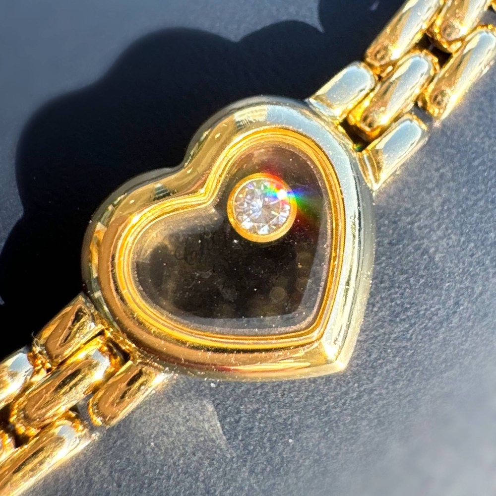Vintage Chopard Happy Diamonds 18k yellow gold Heart panther link 0.07Ct Floatin - Picture 2 of 13